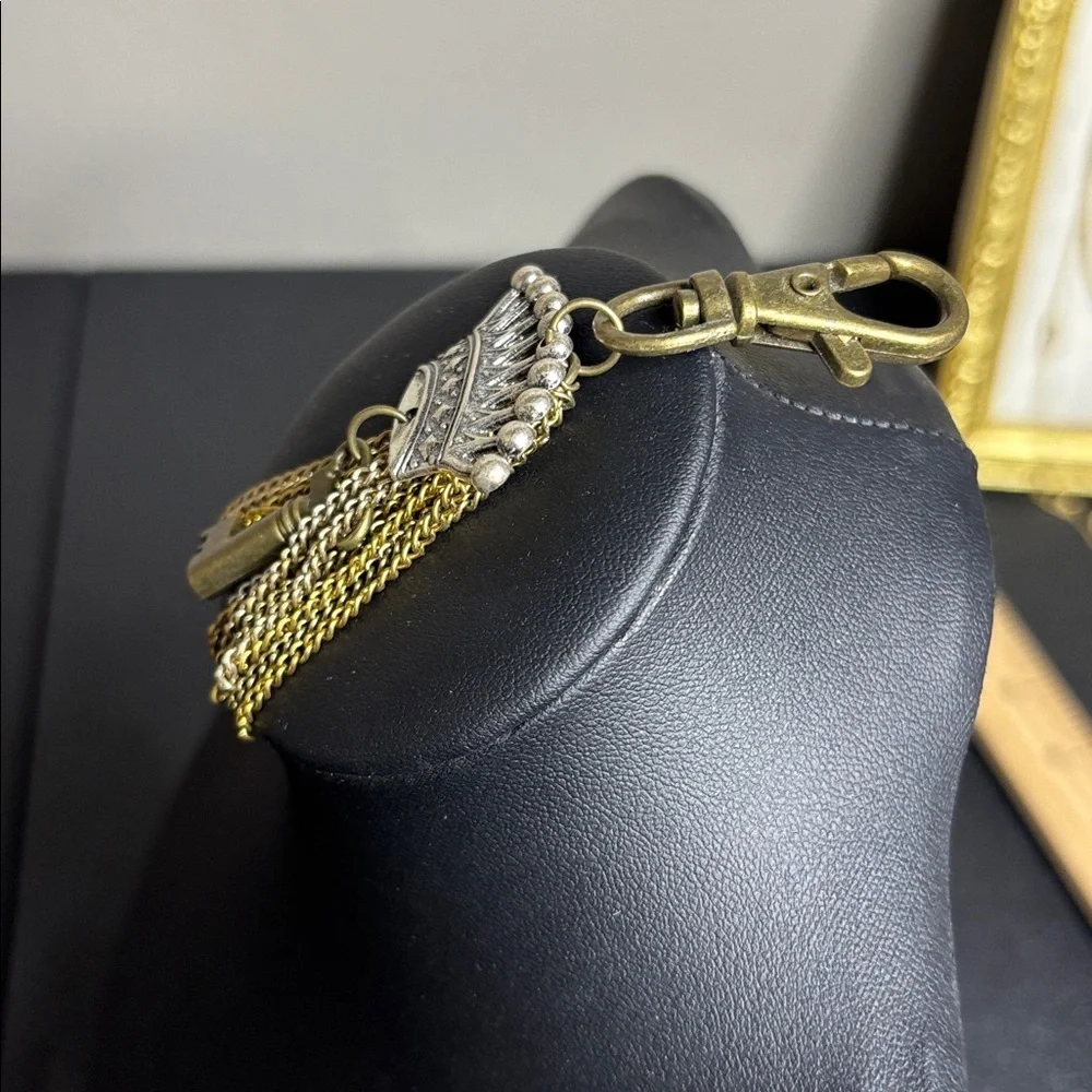 Crown and Key Purse Charm Keychain Queen Tassel